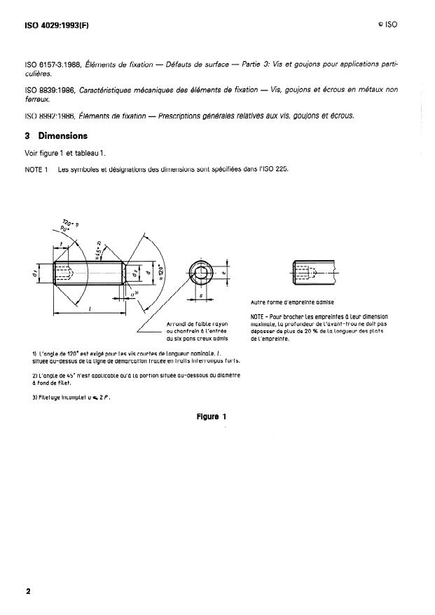 ISO 4029:1993 ISO 4029:1993 - Vis sans tete a six pans creux, a bout cuvette - Page 4 preview