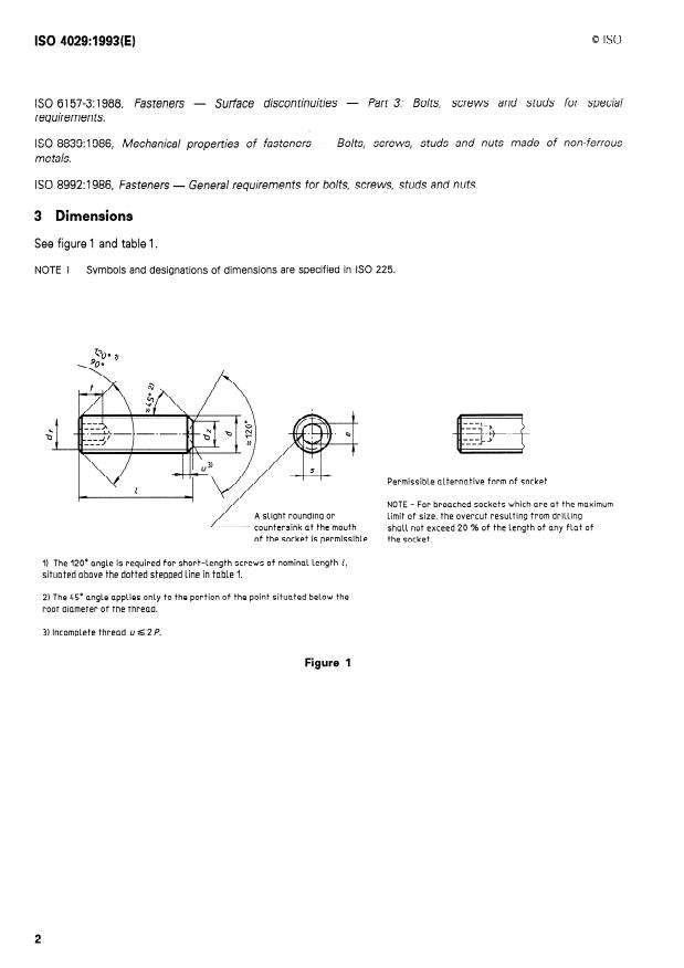 ISO 4029:1993 ISO 4029:1993 - Hexagon socket set screws with cup point - Page 4 preview