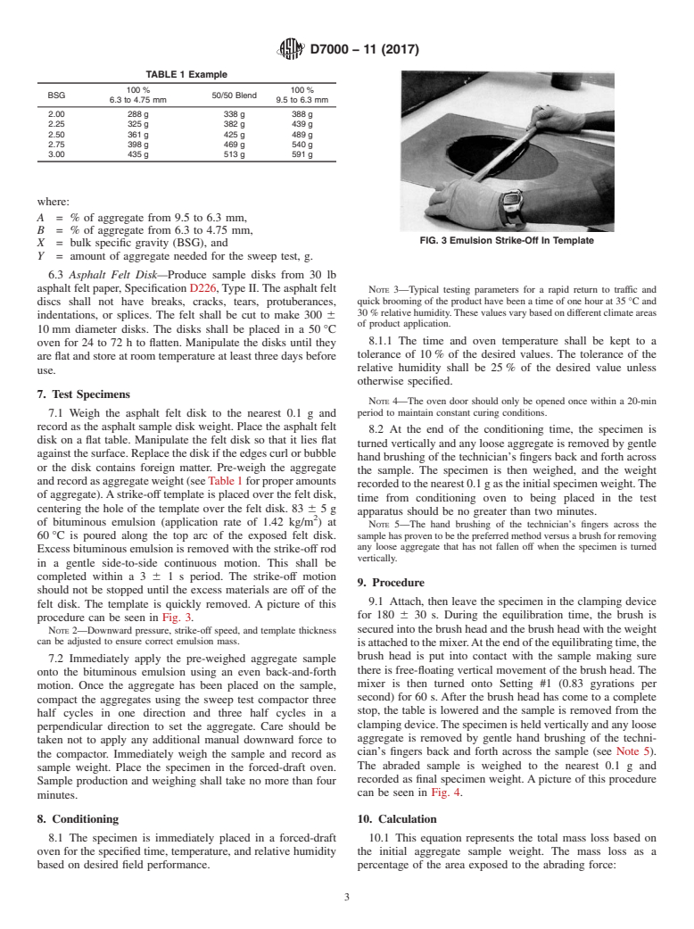 ASTM D7000-11(2017) - Standard Test Method for  Sweep Test of Bituminous Emulsion Surface Treatment Samples