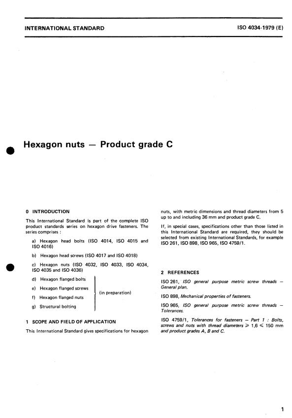 ISO 4034:1979 - Hexagon nuts -- Product grade C