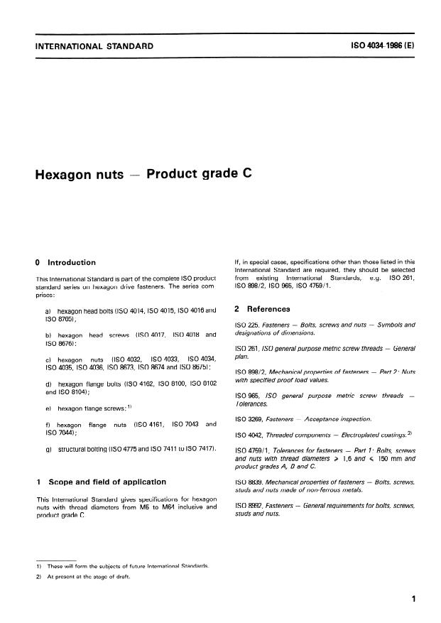 ISO 4034:1986 - Hexagon nuts -- Product grade C