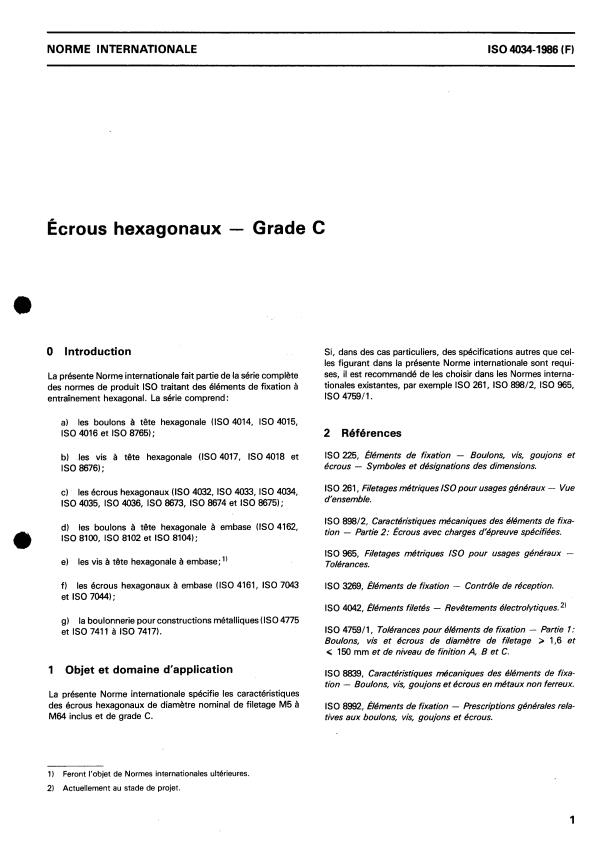 ISO 4034:1986 - Écrous hexagonaux -- Grade C