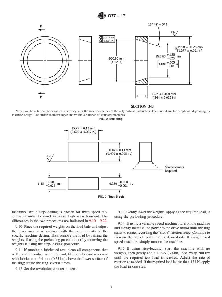 ASTM G77-17 - Standard Test Method for  Ranking Resistance of Materials to Sliding Wear Using Block-on-Ring  Wear Test