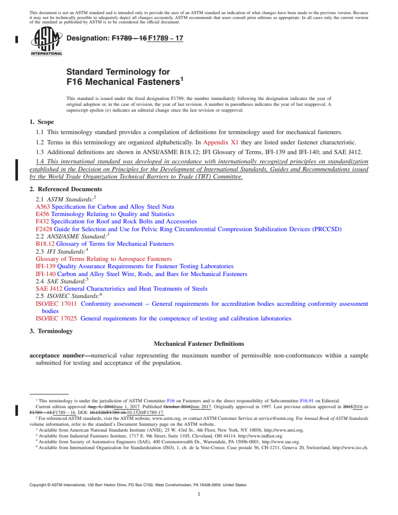 REDLINE ASTM F1789-17 - Standard Terminology for  F16 Mechanical Fasteners