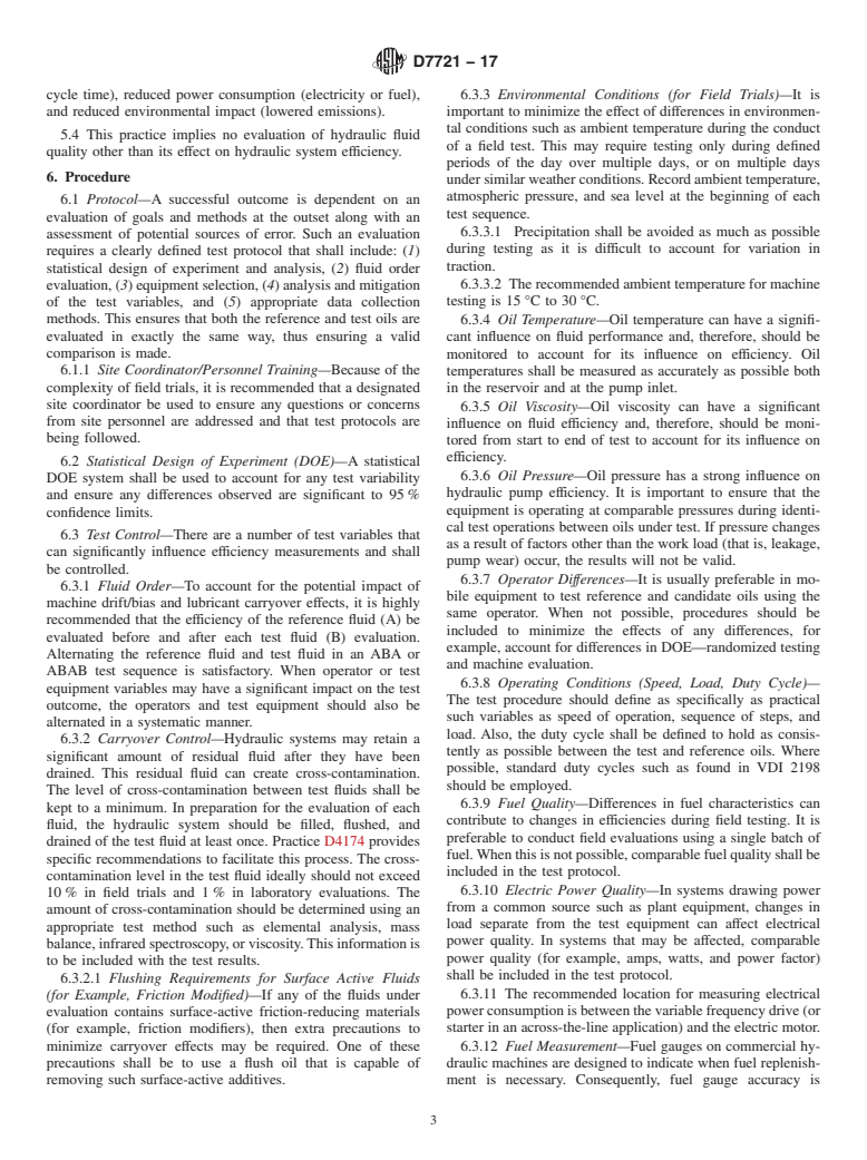 ASTM D7721-17 - Standard Practice for  Determining the Effect of Fluid Selection on Hydraulic System  or Component Efficiency