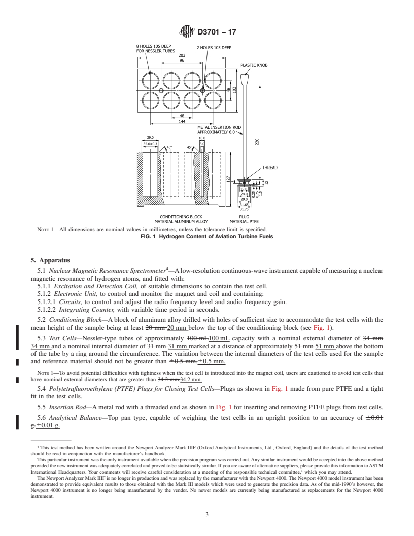 REDLINE ASTM D3701-17 - Standard Test Method for Hydrogen Content of Aviation Turbine Fuels by Low Resolution   Nuclear Magnetic Resonance Spectrometry