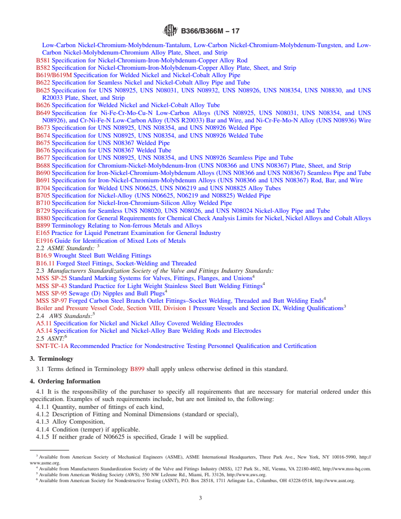 REDLINE ASTM B366/B366M-17 - Standard Specification for Factory-Made Wrought Nickel and Nickel Alloy Fittings