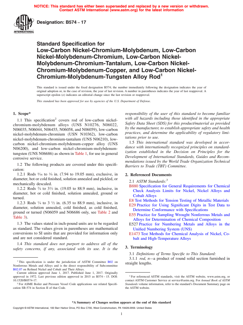 ASTM B574-17 - Standard Specification for Low-Carbon Nickel-Chromium ...