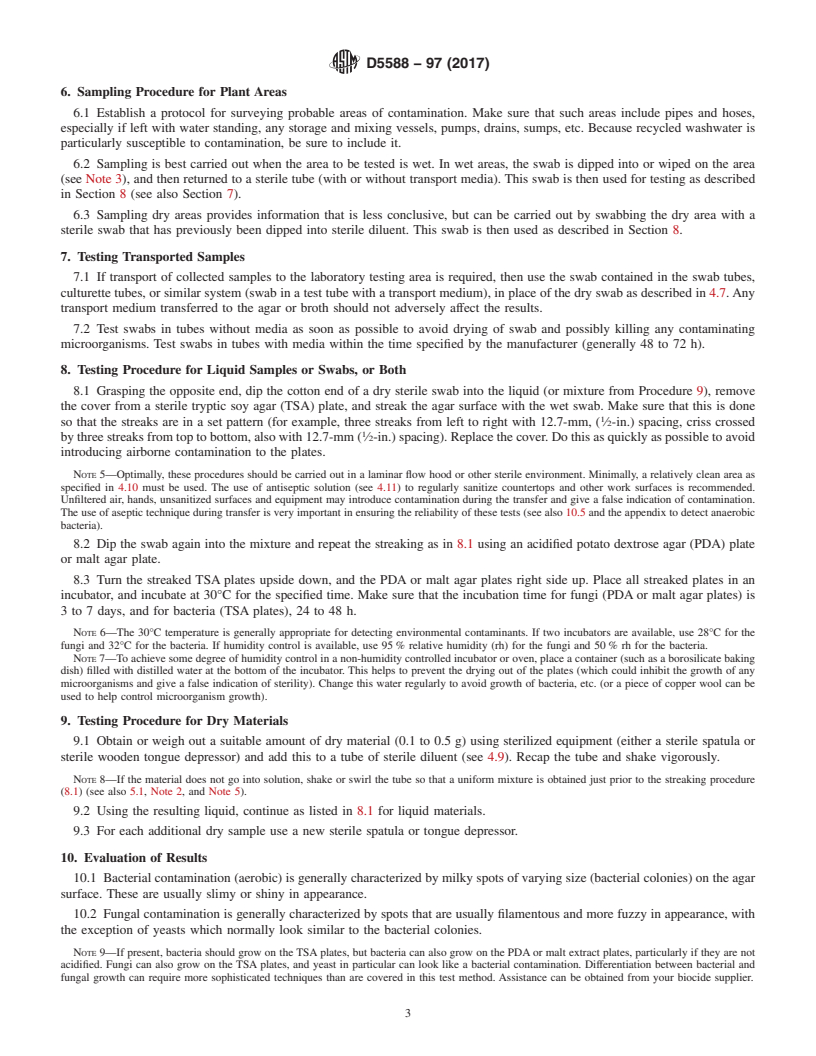 REDLINE ASTM D5588-97(2017) - Standard Test Method for Determination of the Microbial Condition of Paint, Paint Raw  Materials,   and Plant Areas