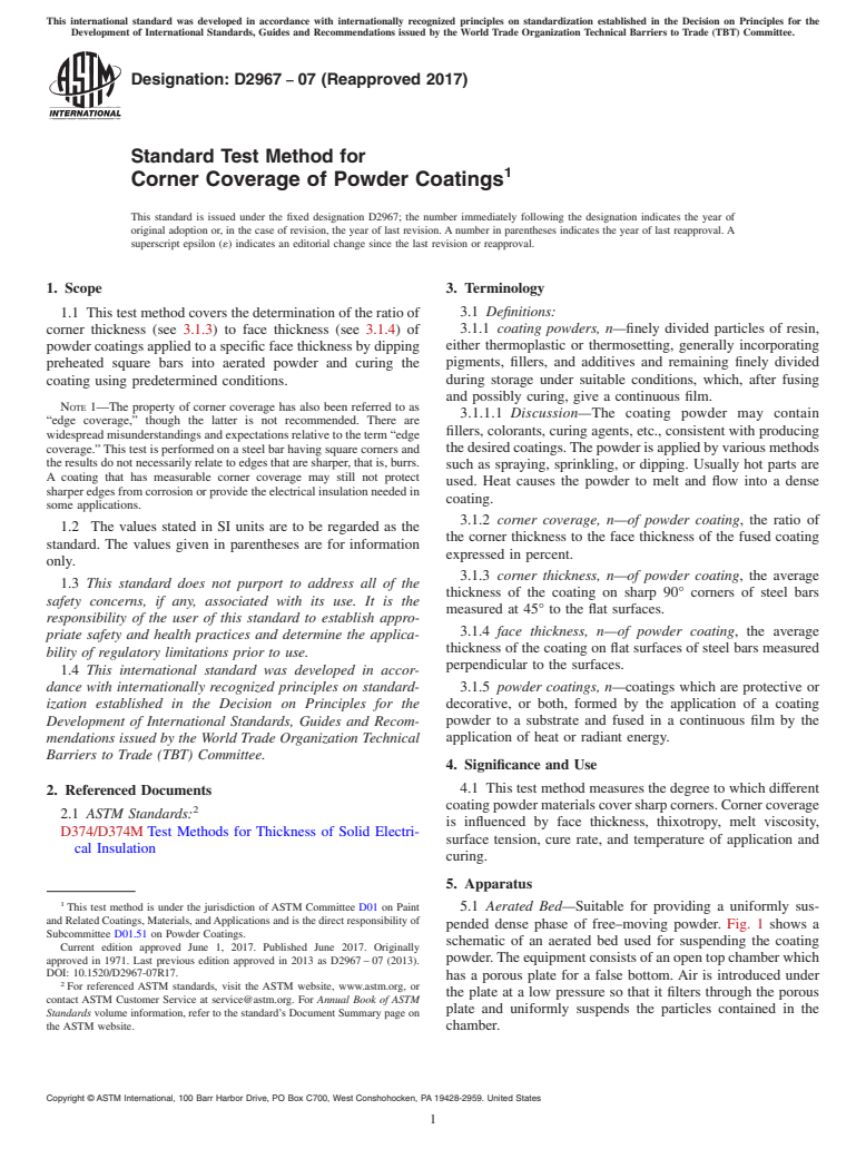 ASTM D2967-07(2017) - Standard Test Method for Corner Coverage of Powder Coatings