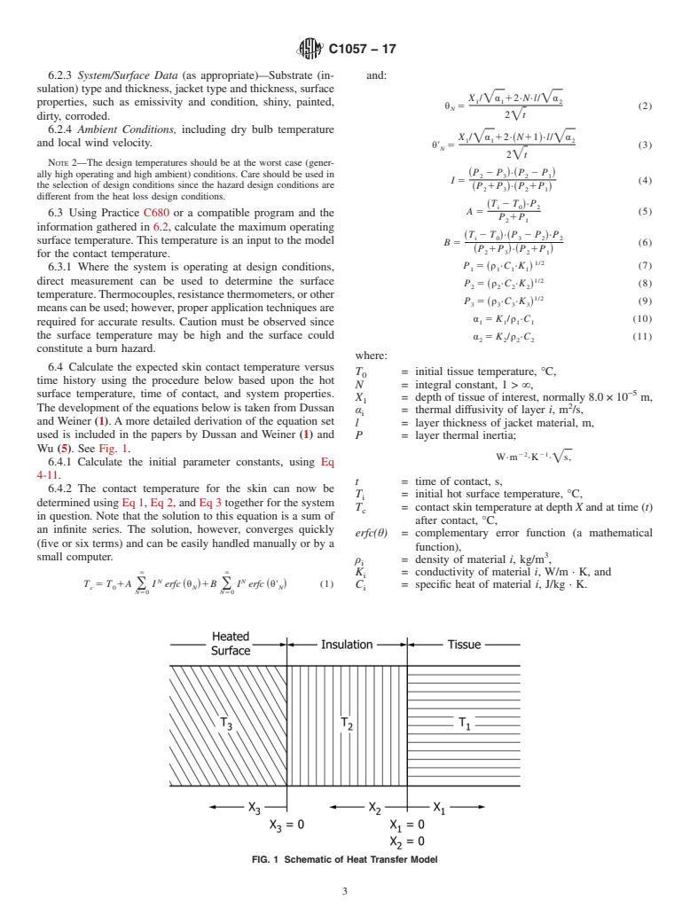 ASTM C1057-17 - Standard Practice for  Determination of Skin Contact Temperature from Heated Surfaces  Using a Mathematical Model and Thermesthesiometer