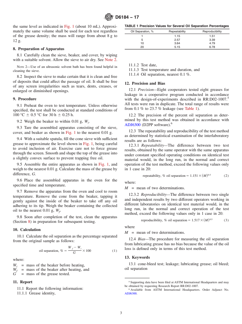 ASTM D6184-17 - Standard Test Method for  Oil Separation from Lubricating Grease (Conical Sieve Method)