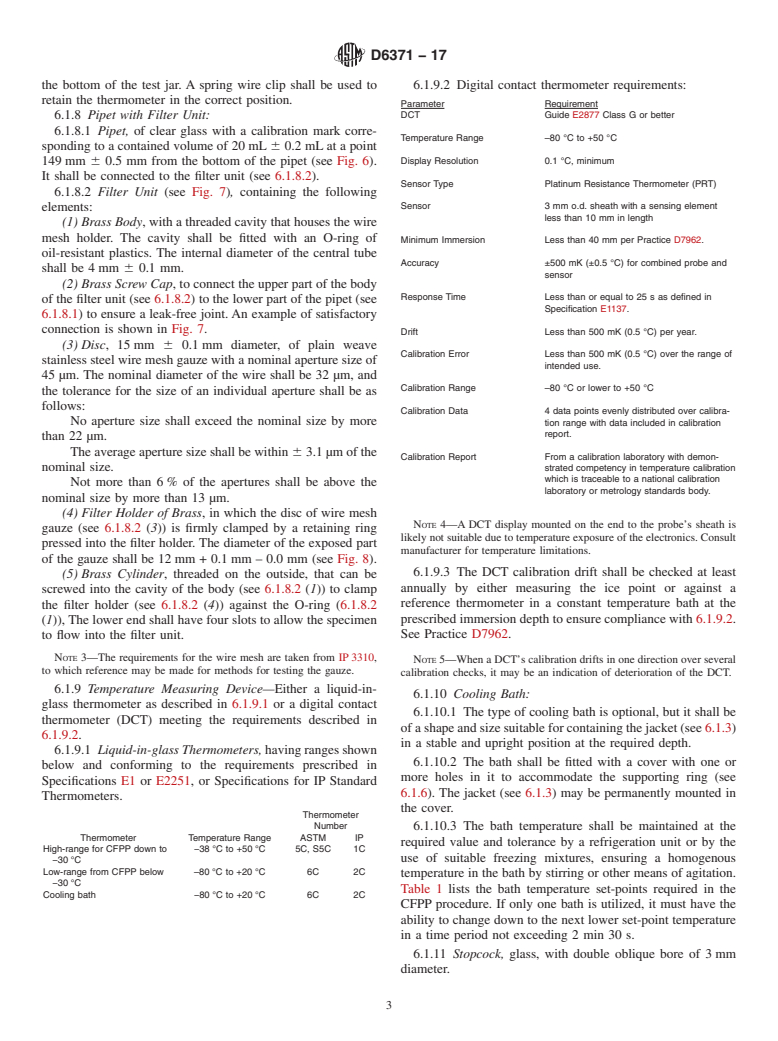 ASTM D6371-17 - Standard Test Method for  Cold Filter Plugging Point of Diesel and Heating Fuels