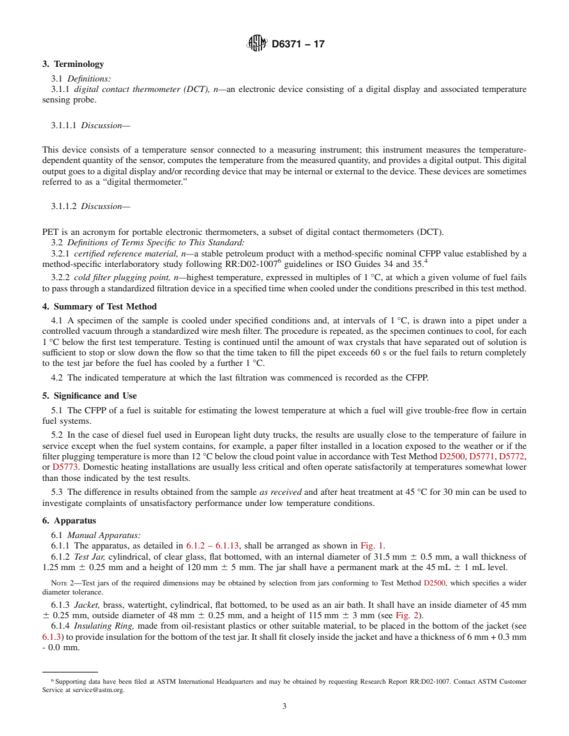 REDLINE ASTM D6371-17 - Standard Test Method for  Cold Filter Plugging Point of Diesel and Heating Fuels