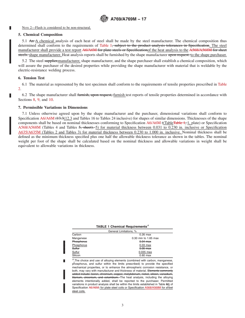 REDLINE ASTM A769/A769M-17 - Standard Specification for  Carbon and High-Strength Electric Resistance Forge-Welded Steel   Structural Shapes