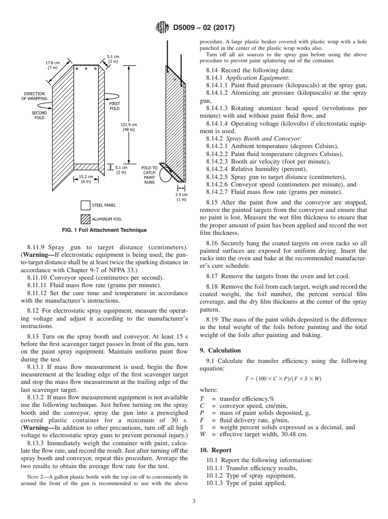 ASTM D5009-02(2017) - Standard Test Method for Evaluating and Comparing Transfer Efficiency of Spray Applied   Coatings Under Laboratory Conditions