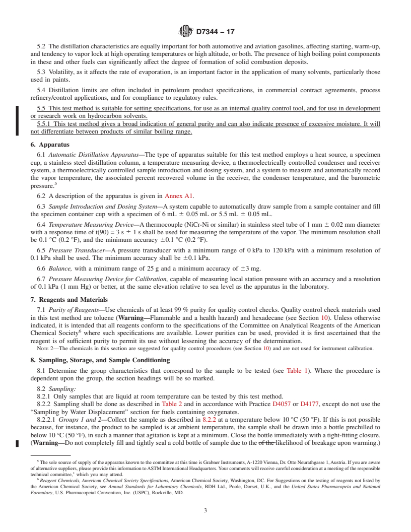 REDLINE ASTM D7344-17 - Standard Test Method for  Distillation of Petroleum Products and Liquid Fuels at Atmospheric  Pressure (Mini Method)