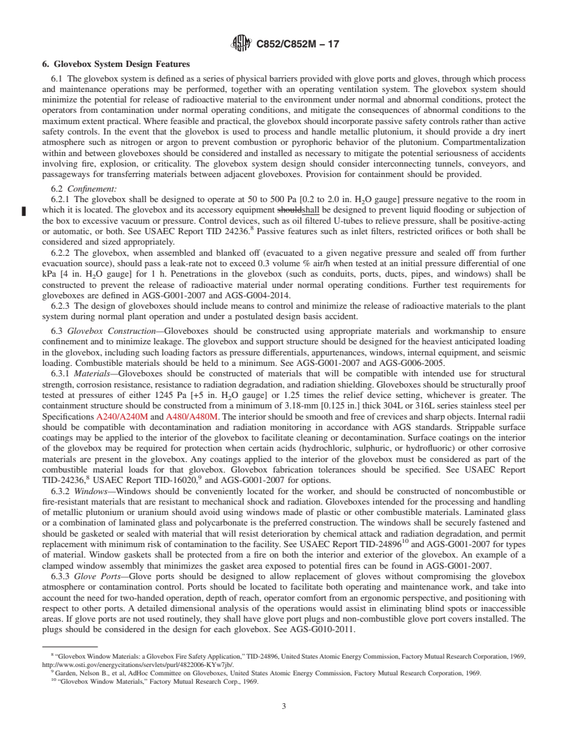 REDLINE ASTM C852/C852M-17 - Standard Guide for  Design Criteria for Plutonium Gloveboxes