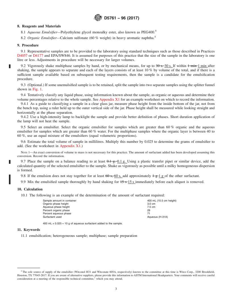 REDLINE ASTM D5761-96(2017) - Standard Practice for  Emulsification/Suspension of Multiphase Fluid Waste Materials