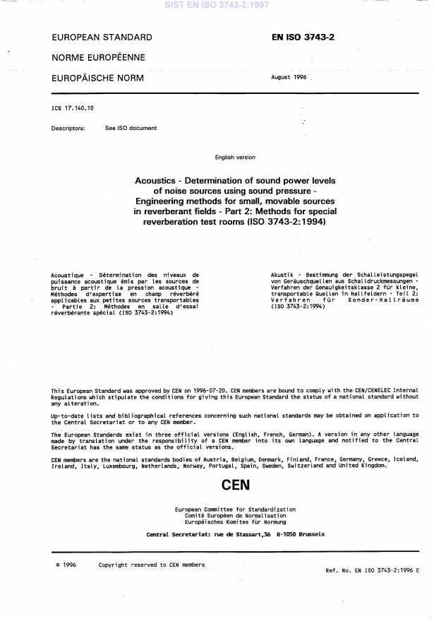EN ISO 3743-2:1997