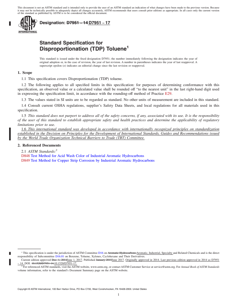 REDLINE ASTM D7951-17 - Standard Specification for Disproportionation (TDP) Toluene