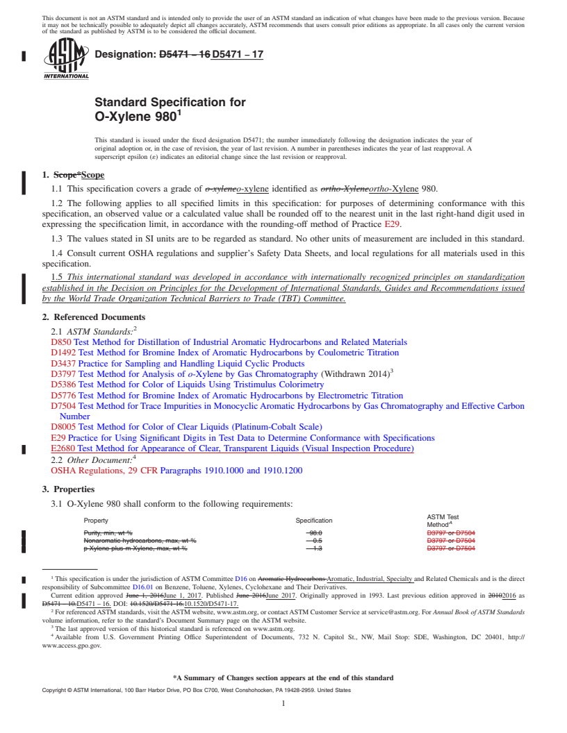 REDLINE ASTM D5471-17 - Standard Specification for O-Xylene 980