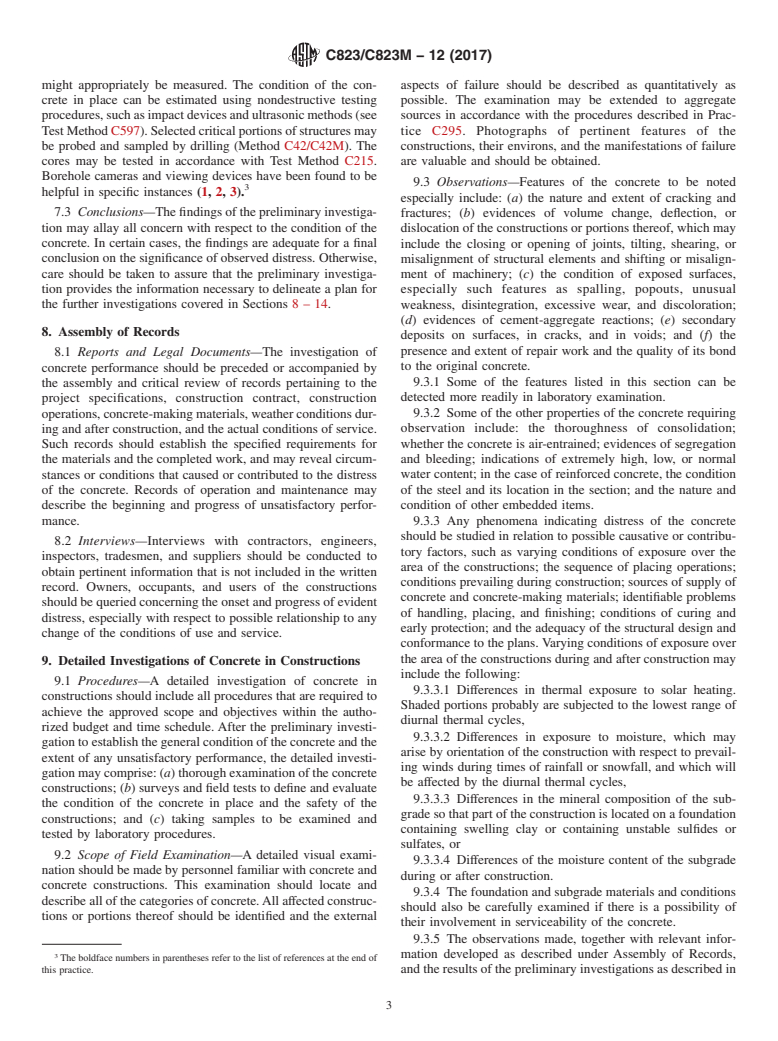 ASTM C823/C823M-12(2017) - Standard Practice for  Examination and Sampling of Hardened<brk/> Concrete in Constructions