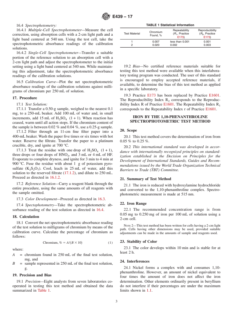 ASTM E439-17 - Standard Test Methods for  Chemical Analysis of Beryllium