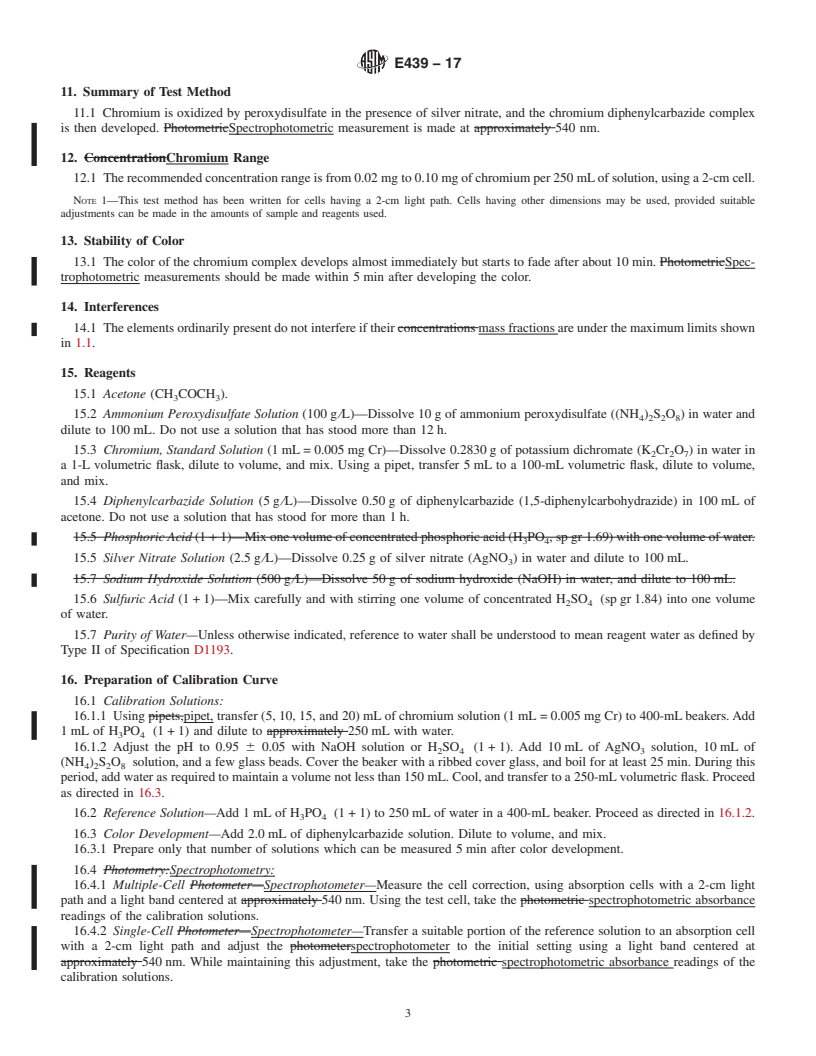 REDLINE ASTM E439-17 - Standard Test Methods for  Chemical Analysis of Beryllium