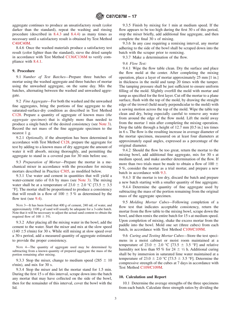 ASTM C87/C87M-17 - Standard Test Method for  Effect of Organic Impurities in Fine Aggregate on Strength  of Mortar