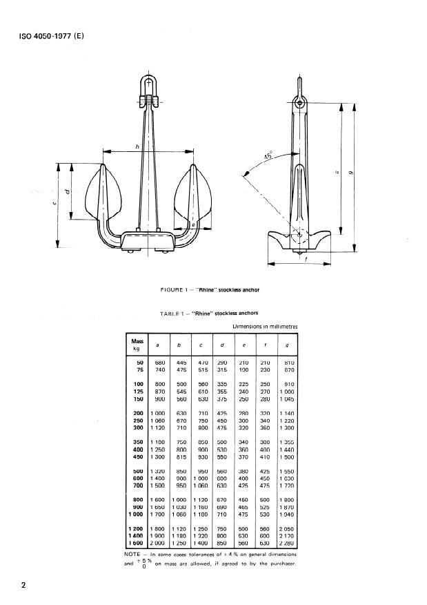 ISO 4050:1977 ISO 4050:1977 - Shipbuilding -- Inland vessels -- "Rhine" and Hall's stockless anchors - Page 4 preview