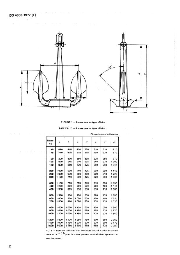 ISO 4050:1977 ISO 4050:1977 - Construction navale -- Bateaux de navigation intérieure -- Ancres sans jas type "Rhin" et Hall - Page 4 preview