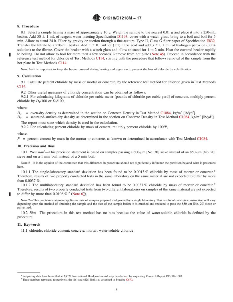 REDLINE ASTM C1218/C1218M-17 - Standard Test Method for  Water-Soluble Chloride in Mortar and Concrete