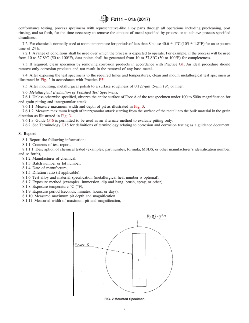 REDLINE ASTM F2111-01a(2017) - Standard Practice for  Measuring Intergranular Attack or End Grain Pitting on Metals  Caused by Aircraft Chemical Processes