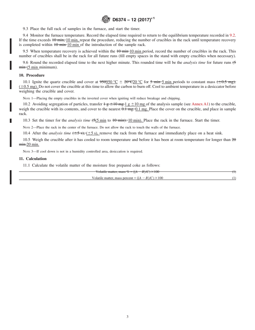 REDLINE ASTM D6374-12(2017)e1 - Standard Test Method for  Volatile Matter in Green Petroleum Coke Quartz Crucible Procedure