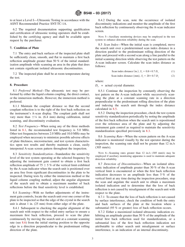 ASTM B548-03(2017) - Standard Test Method for  Ultrasonic Inspection of Aluminum-Alloy Plate for Pressure  Vessels