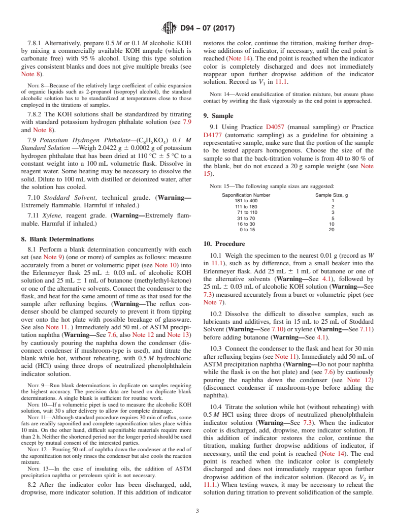 ASTM D94-07(2017) - Standard Test Methods for  Saponification Number of Petroleum Products