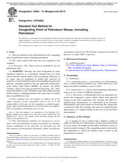 ASTM D938-12(2017) ASTM D938-12(2017) - Standard Test Method for Congealing Point of Petroleum Waxes, Including Petrolatum - Page 1 preview