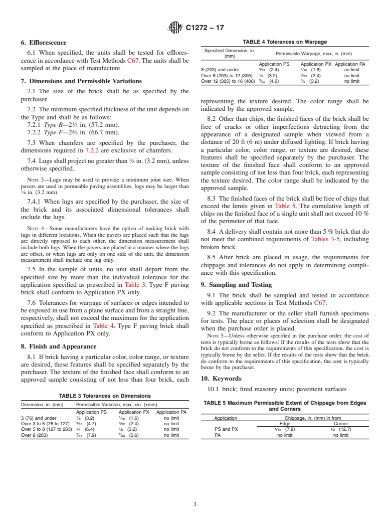 ASTM C1272-17 - Standard Specification for Heavy Vehicular Paving Brick