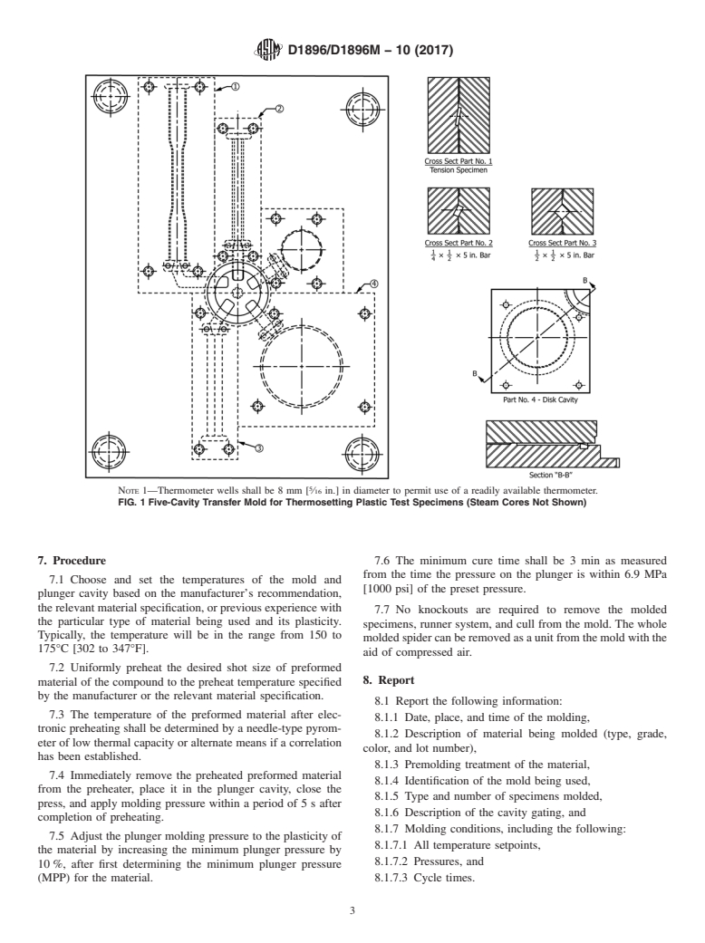 ASTM D1896/D1896M-10(2017) - Standard Practice for  Transfer Molding Test Specimens of Thermosetting Compounds