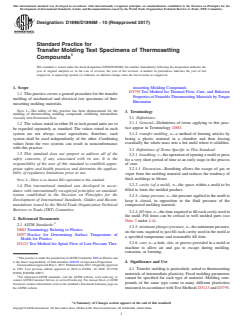 ASTM D1896/D1896M-10(2017) ASTM D1896/D1896M-10(2017) - Standard Practice for Transfer Molding Test Specimens of Thermosetting Compounds - Page 1 preview