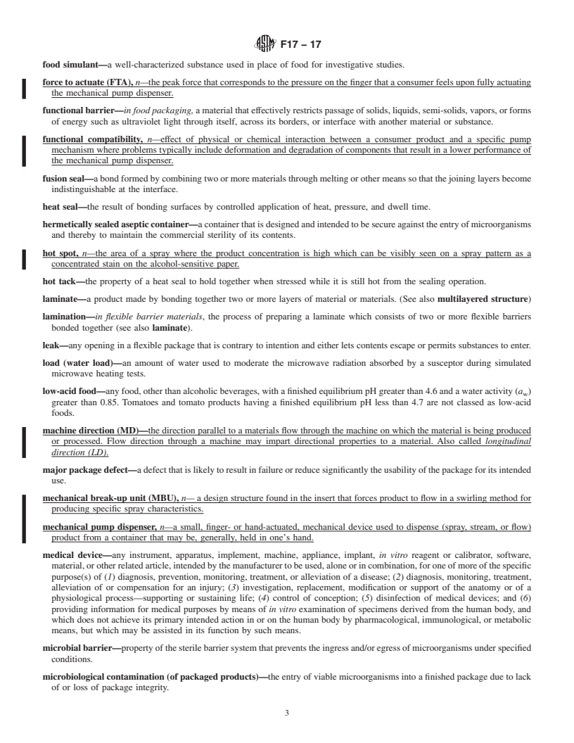 REDLINE ASTM F17-17 - Standard Terminology Relating to  Primary Barrier Packaging