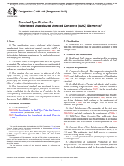 ASTM C1694-09(2017) - Standard Specification for  Reinforced Autoclaved Aerated Concrete (AAC) Elements