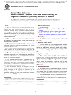 ASTM C1719-11(2017) ASTM C1719-11(2017) - Standard Test Method for Installed Precast Concrete Tanks and Accessories by the Negative Air Pressure (Vacuum) Test Prior to Backfill - Page 1 preview