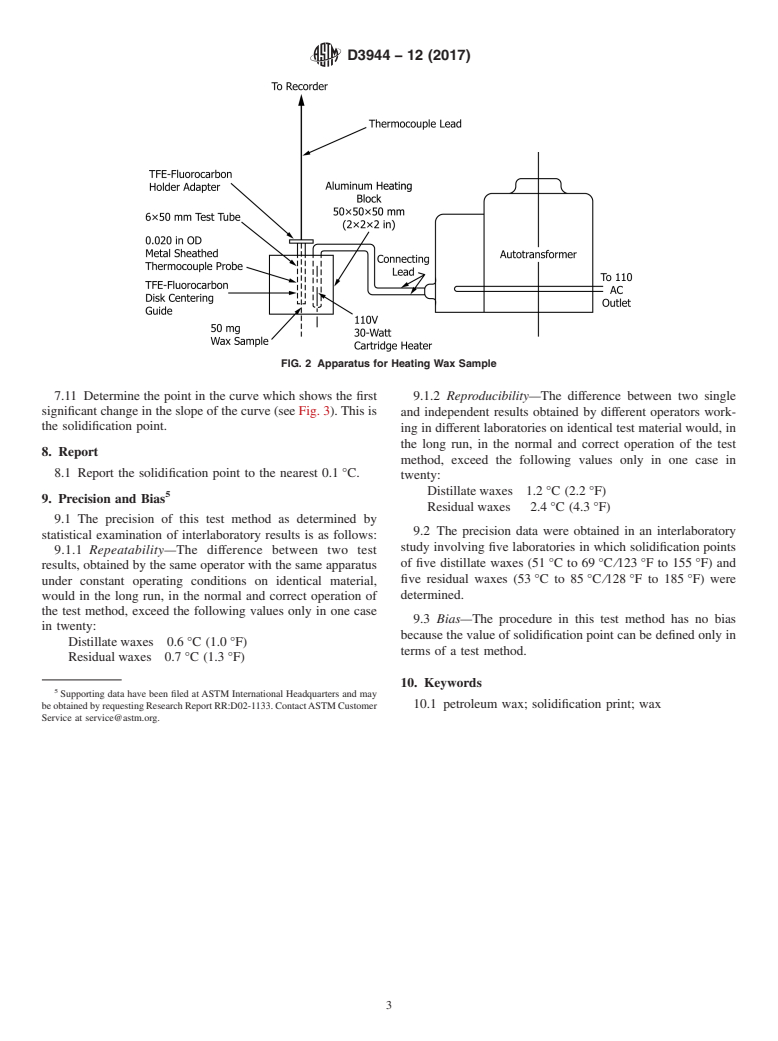 ASTM D3944-12(2017) - Standard Test Method for Solidification Point of Petroleum Wax