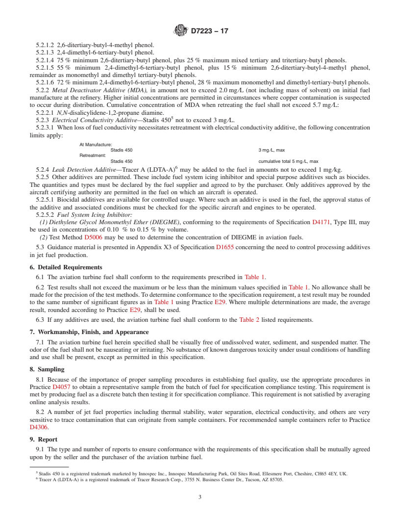 REDLINE ASTM D7223-17 - Standard Specification for  Aviation Certification Turbine Fuel