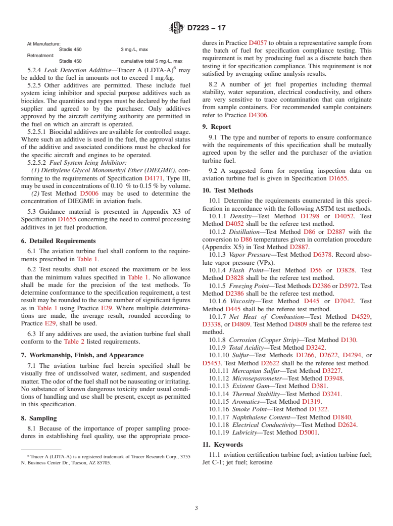 ASTM D7223-17 - Standard Specification for  Aviation Certification Turbine Fuel