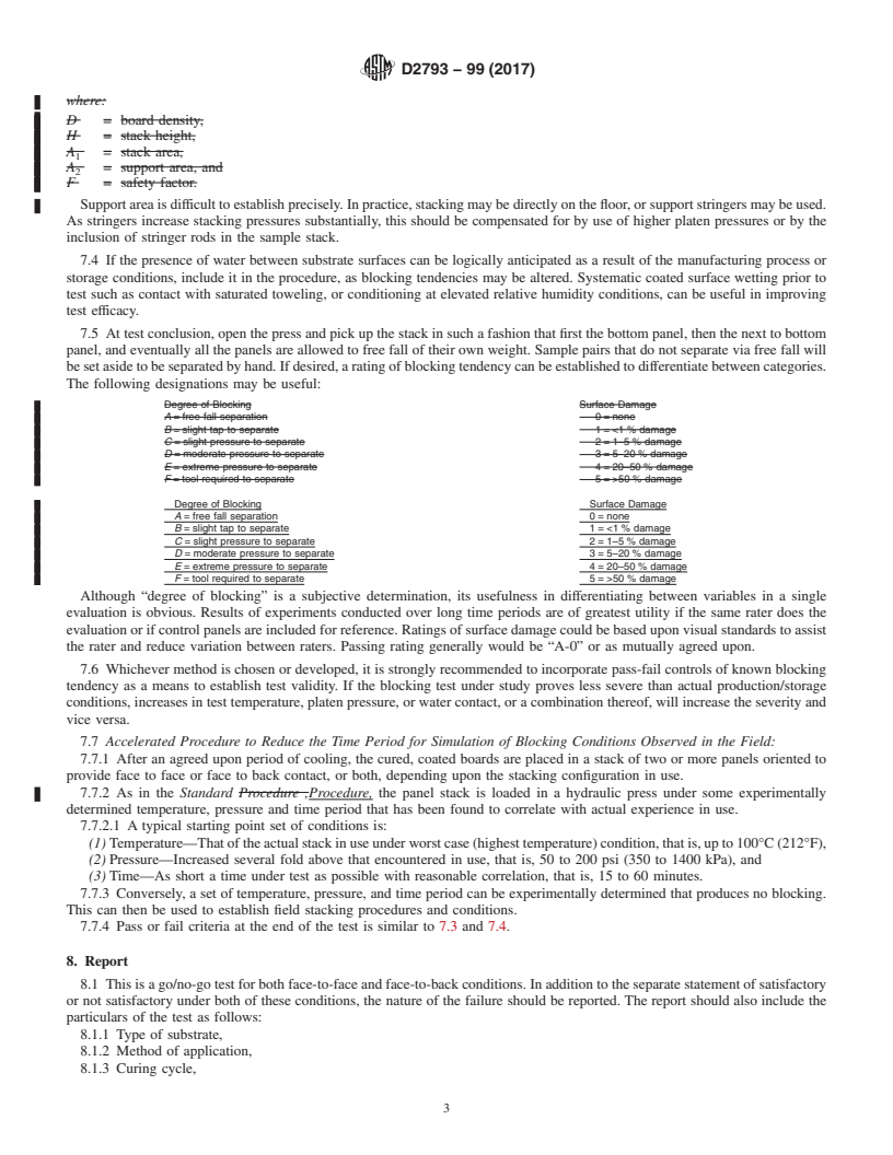 REDLINE ASTM D2793-99(2017) - Standard Test Method for Block Resistance of Organic Coatings on Wood Panel Substrates