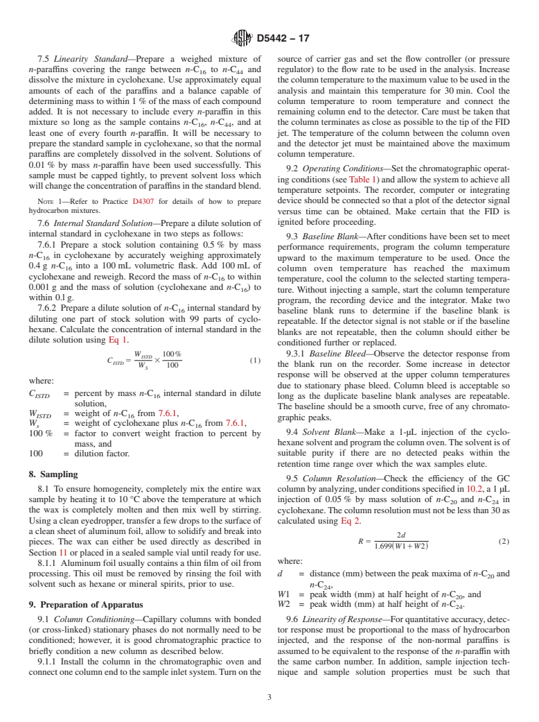 ASTM D5442-17 - Standard Test Method for  Analysis of Petroleum Waxes by Gas Chromatography