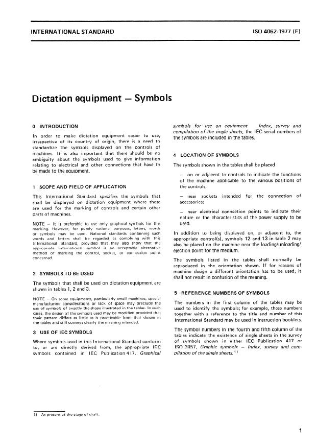 ISO 4062:1977 - Dictation equipment -- Symbols